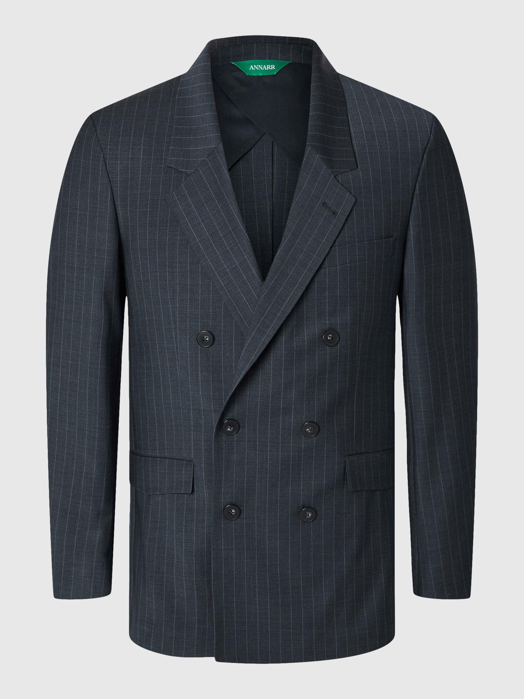 RELAXED FIT DOUBLE-BREASTED BLAZER | Blue | ANNARR®